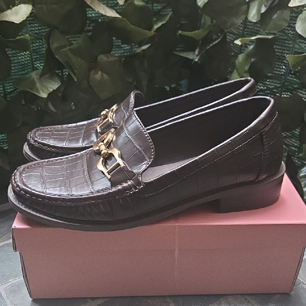 Brown Loafers with Gold Buckles